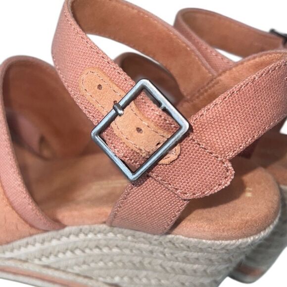 Toms Madelyn Sandy Beige Canvas Braided Espadrille Wedge Sandals Size 7 - Picture 6 of 13